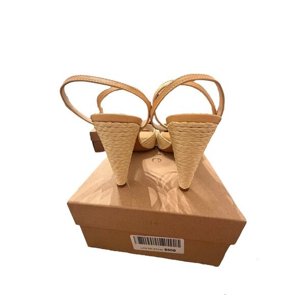 Joie Women's Natural Tan Leather Calan Raffia Ankle Strap Heel Sandals Size 11 - Picture 6 of 9